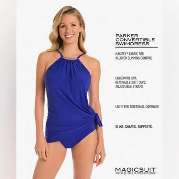 Magicsuit by Miraclesuit Solid Parker One Piece SwimSuit Dress 22W - Picture 4 of 13